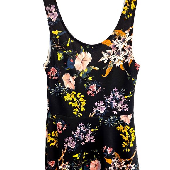 Divided H&M Women's 6 Black Floral Sleeveless Sun Dress Miss Size Small S - Picture 1 of 5